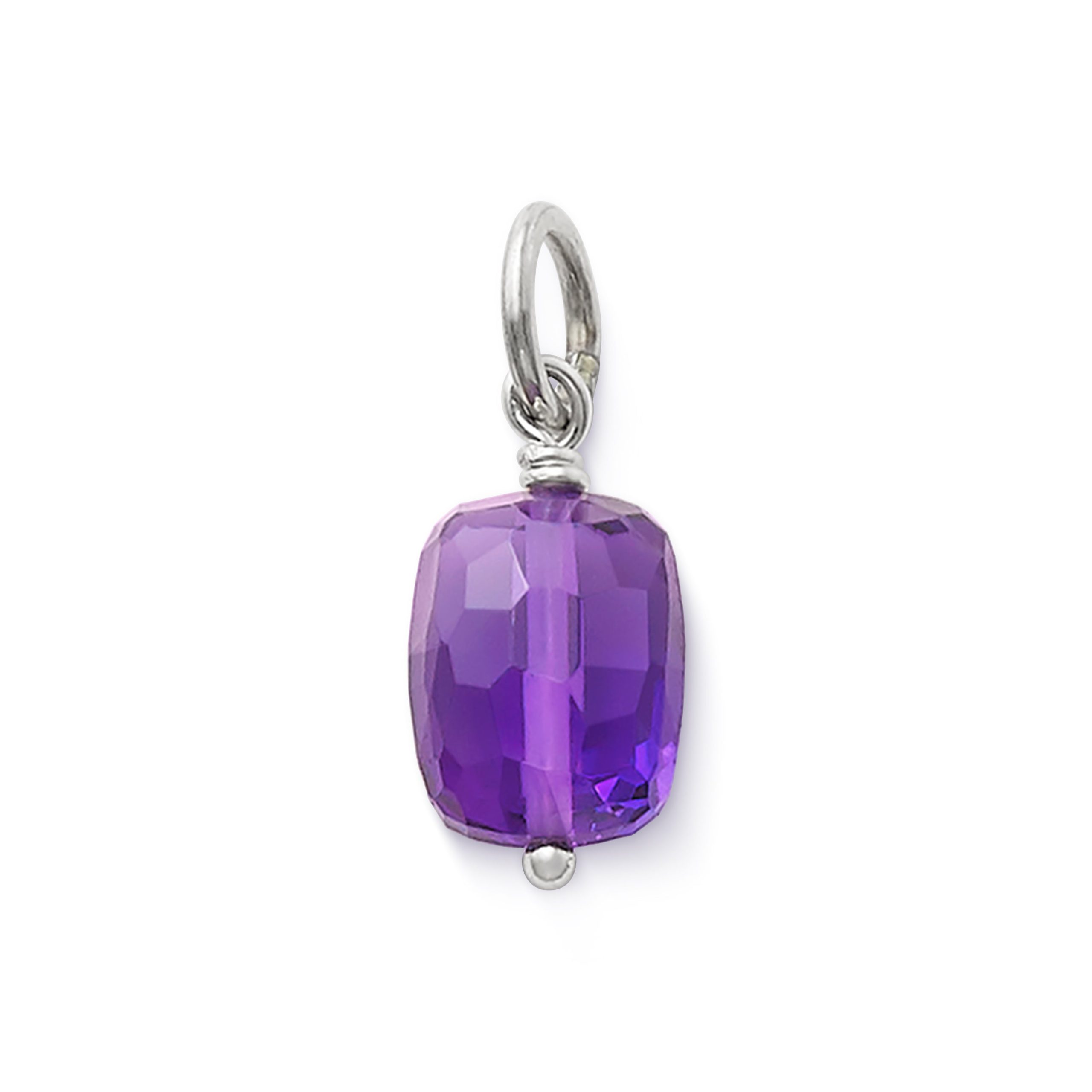 Faceted Lab-Created Amethyst Gemstone Bead Pendant - Image 2