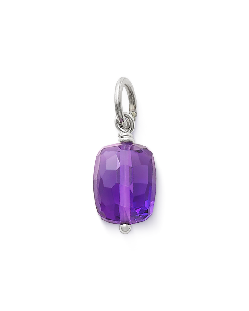 Faceted Lab-Created Amethyst Gemstone Bead Pendant - Image 3