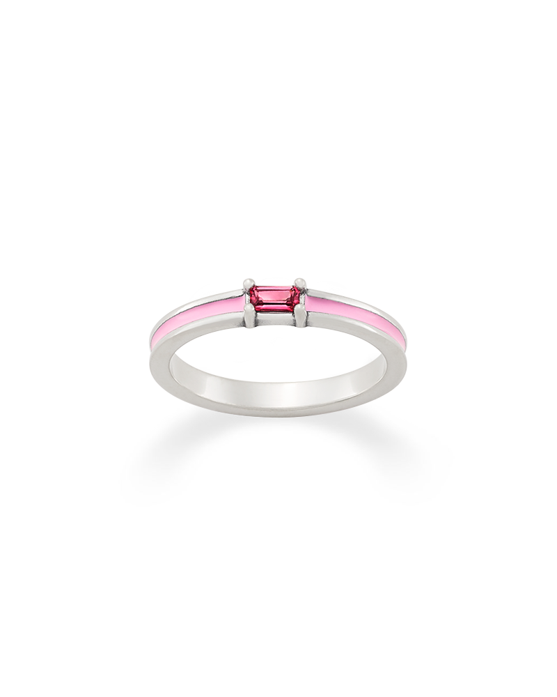 Enamel Pink Gemstone Stacker Ring - Image 3